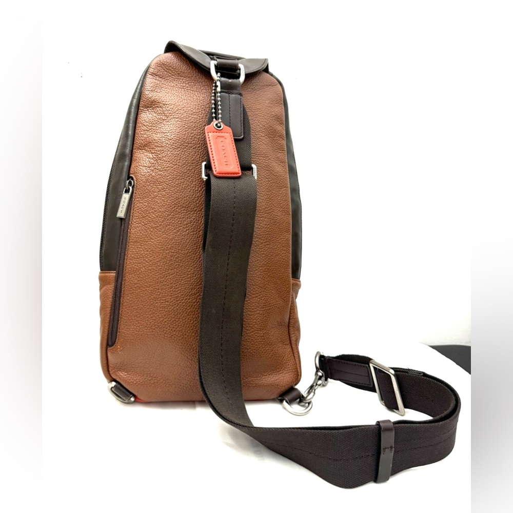Authentic Coach F79022 Men's Crossbody Bag In Brown With An Orange Accent - Picture 8 of 16